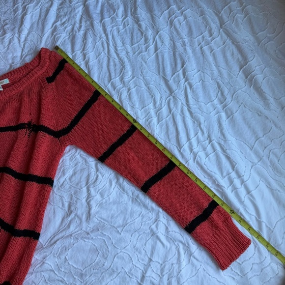 Love By Design Orange and Black Striped Sweater Distressed - Picture 6 of 6